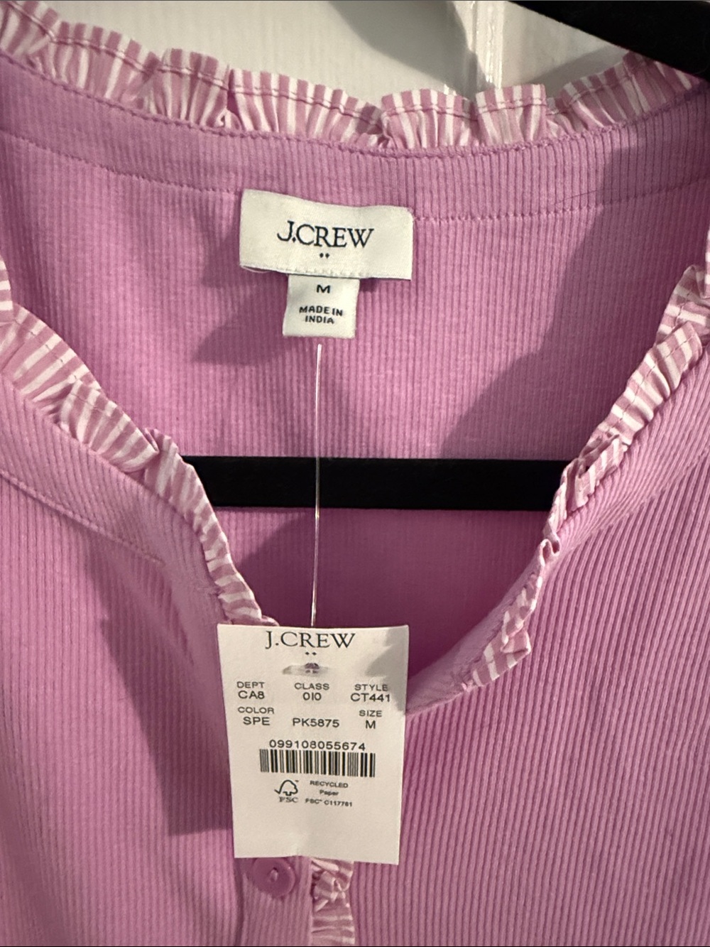 J. Crew Lilac Ruffle Henley Tank - Picture 2 of 4